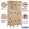 Salsbury Industries Wardrobe Locker, 45" W, 15" D, 78" H, (3) Wide, (9) Openings, Tan 53365TN-U - alternate 2